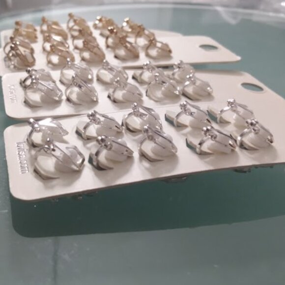 LOVISA 5pc LOT Flower/Round/Clear Crystal Pearl Clip On Earrings Set**NEW! - Picture 9 of 9